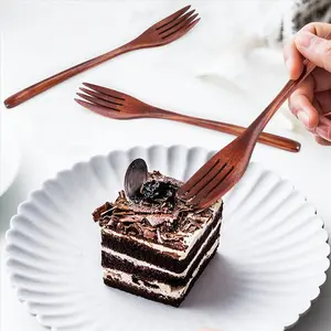 Wooden Forks, 5 Pieces Eco-Friendly Japanese Wood Salad Dinner Fork Tableware Dinnerware for Kids Adult (5 Pieces No Rope Wooden Forks)