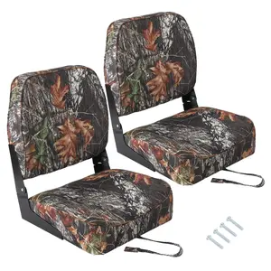 GAOMON 2 Pack Boat Seats Low Back, Boat Seats Stainless Steel Screws Included, Fold-Down Fishing Boat Chair With Thickened Sponge Padding and Hinge for Sightseeing Boat, Speedboat, Canoe, Camo