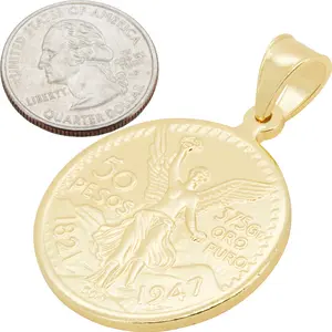 14k Yellow Gold Plated Mexican Peso Pendant