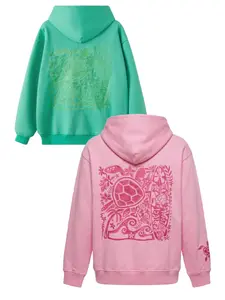 . Retro Hawaiian Style Women Oversized Hoodie, Turtle Floral Embroidery Graphic Sweatshirt, Comfy Casual Pullover, Trendy Aesthetic Streetwear Top，Summer Beach Vacation Streetwear Outfit