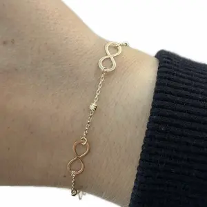 14K Gold Infinity Bracelet with Dainty Balls - Elegant Jewelry for Women