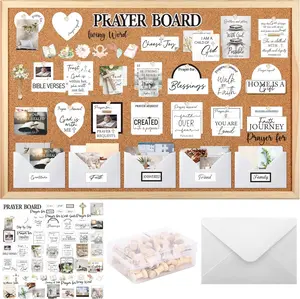 Prayer Board Kit for Women, 162 Pcs White Christian Faith Vision Board Supplies Set with Bible Verse Cards Stickers Envelopes Pins, Prayer Board Accessories for Home Church Wall Decor