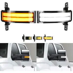 Sequential Turn Signal Lights Switchback Full LED Side Tow Mirror Marker Light fit for 3rd Generation Chevy Silverado / 4th Generation GMC Sierra 2014–2019 OEM ONLY
