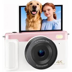 4K Digital Camera for Photography, Compact Point and Shoot Camera 75MP Autofocus Vlogging Camera with WiFi, 3" 180? Flip Screen, 16X Zoom Anti-Shake, 32GB SD 2  for Beginners, Teens