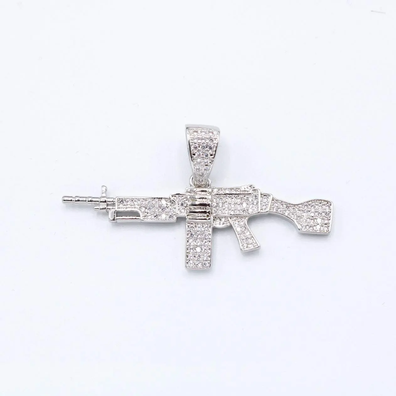 Machine Gun Pendant - White Gold