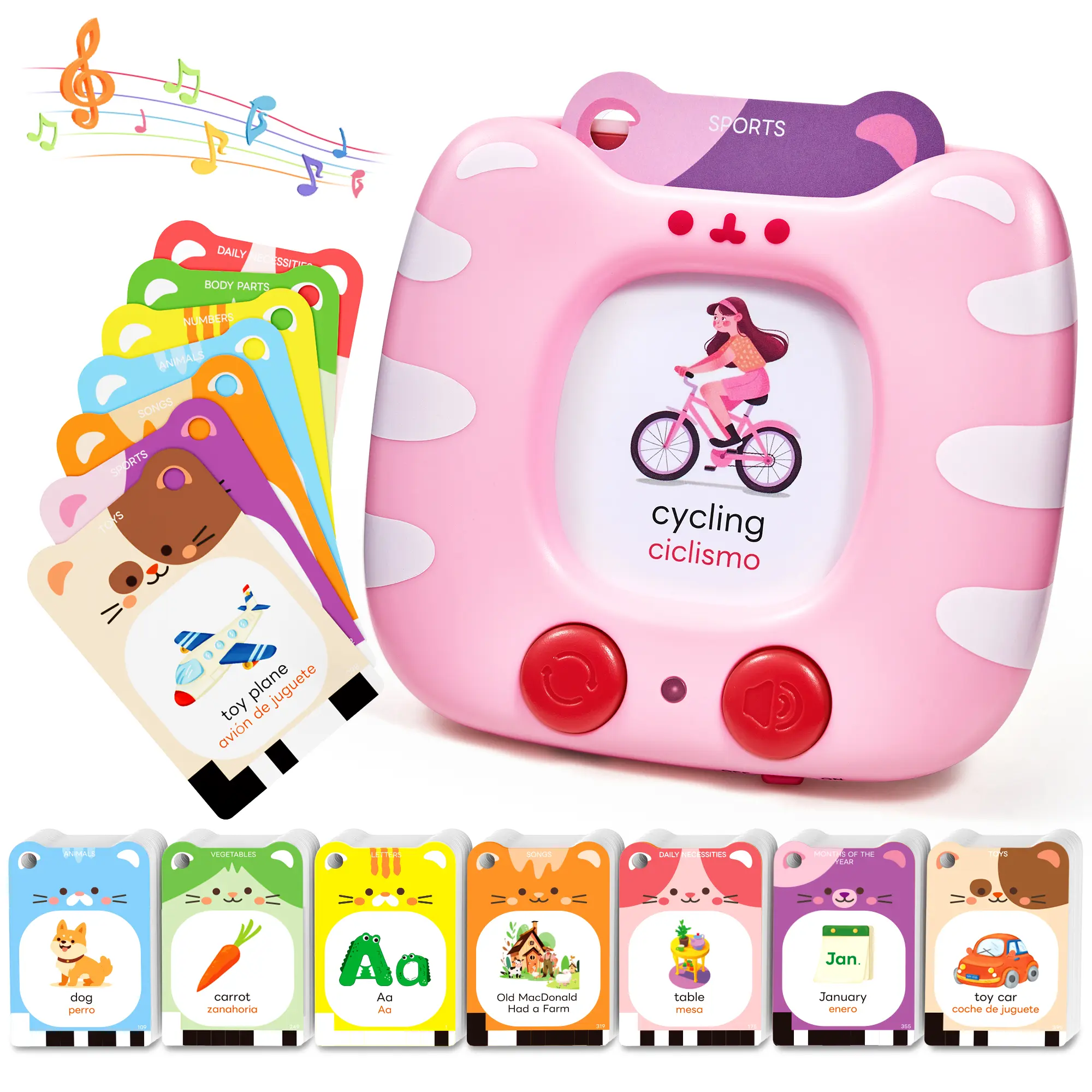 English & Spanish 454 Words Pink (Bilingual)