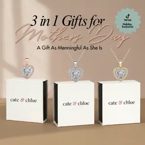 Cate & Chloe Amora 3-in-1 Gifting Necklace Jewelry Set – Hypoallergenic 18k Gold Plated Crystal Heart Necklaces – 3 Necklaces with Simulated Diamond Crystals, Each in a Luxury Gift Box – Perfect Stress-Free Gifts