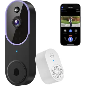 1080P  Video Doorbell Camera,  Outdoor  Cam, FHD Live View, Cloud Storage, AI Human Detection, Instant Alert, Night Vision, Two Way Audio, 2.4G WiFi Only (Purple)