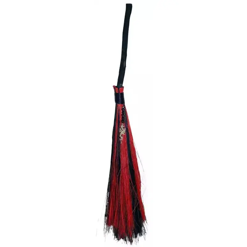 Dragon Besom Broom — 21" Black &amp; Red Altar Broom for Ritual Cleansing