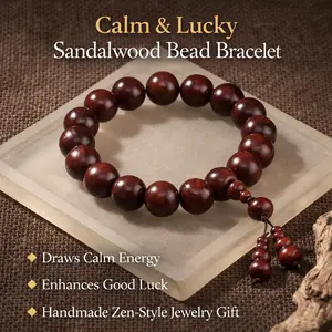 Agarwood Bead Bracelet for Men Women, Calm Energy Meditation Bracelet, Zen Grounding Jewelry for Everyday Wear