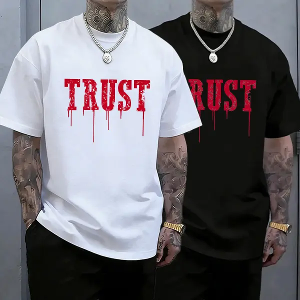Men's Casual Short-Sleeve 100% Cotton T-Shirt, $10 or Less Tie-Dye Vintage Red Blood-Splatter Fashion Menswear, 2025 TikTok Trend Loose Oversized Urban Avant-Garde Street Style for Retro Parties, Street Snaps