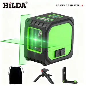 2-line new automatic leveling laser level, small portable green light high-precision cross, horizontal, vertical, and diagonal lines, 3 adjustable brightness levels, automatic leveling tool, Christmas gift, picture hanging correction - battery not include