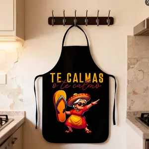 Funny cartoon character printed apron, casual cross design kitchen apron, with humorous phrases, 100% polyester fiber woven, 150136 grams/square meter, suitable for cooking, baking, home cleaning, gardening - household work clothes, resistant to dirt