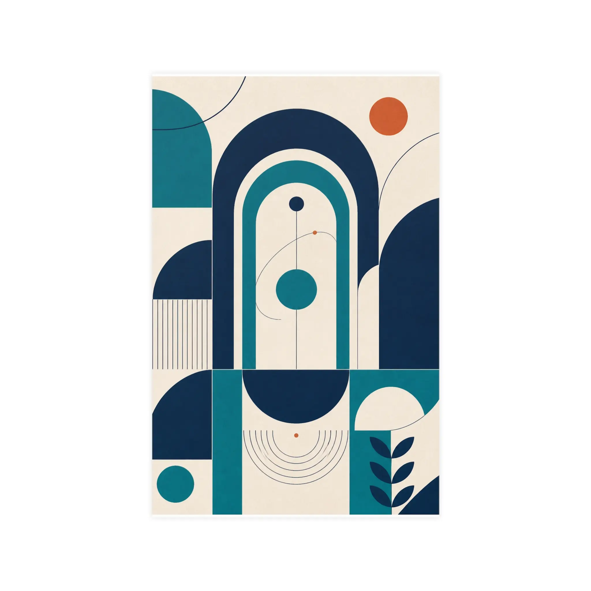TidyOrbit Calm Orbit Abstract Wall Art Poster — Navy Teal Geometric Print, Unframed