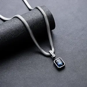 Unisex Gemstone Necklace - High-End Snake Bone Chain Accessory, Versatile Fashion Jewelry for Adults