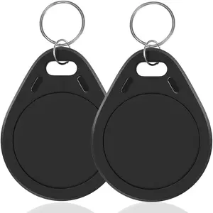 2PCS Black Rewritable NFC 215 Tags - 504 Bytes Memory Programmable NFC Keytags Fob NFC Business Card, Compatible with Android & iPhones