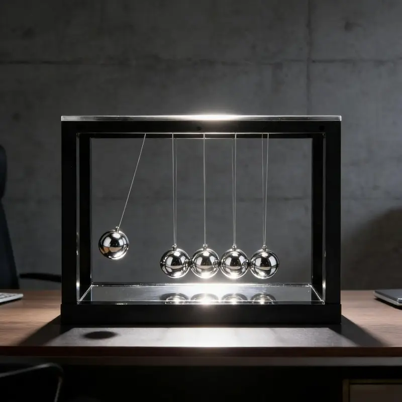 Newton's Cradle, Demonstration of Newton's Laws, Physics, Rotating Ball, Compact Size Desktop Decorative Ornament, Sculpture, Office, Home, School, Indoor Decoration