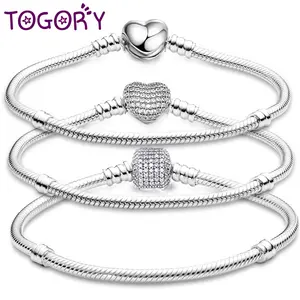 FASHION - TOGORY Silver Plated Cute Crystal Owl Heart Snake Chain Charm Bracelet For Women Men Brand Bracelets DIY Jewelry Gift Making