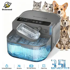 【Geoorood】Automatic Cordless Pet Water Fountain - Wastewater Separation & Filter-free, 6-Month Rechargeable Battery, Stainless Steel Bowl for Cats & Dogs, 3.5L+2L Water Tank, Auto Refill Always Fresh Water #Summervibes #petlovers