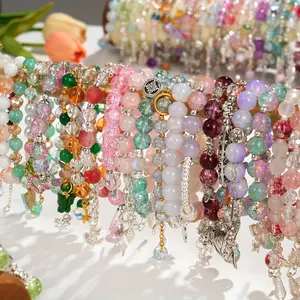 30pcs Women'S Bead Bracelets Set | Floral & Butterfly Charms, Heart & Pendants, Multicolor Tangle-Elastic Stretch Cord, Ideal for Everyday & Party, Perfect Gift for Valentine'S Day, Birthdays, Anniversaries - Year-Round Wear