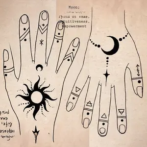 1pcs Bohemian Design Sun Moon Totem Herbal Juice Tattoo Sticker Sexy Hot Girl Hand Temporary Tattoo Waterproof Durable Fake Tattoo for Men and Women Party Gift Y2K