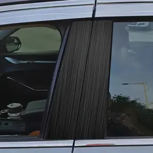 2-Piece Set - Waterproof Sunscreen Car B-Pillar Sticker --- Durable Vinyl 2D Black Textured Pattern