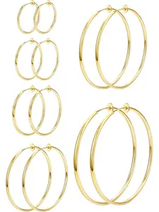 6 Pairs Clip on Hoop Earrings for Women, Fake Hoop Earrings Set, Spring Hoops for Non-Pierced Ears, Casual Jewelry, All Seasons, High Quality Earrings