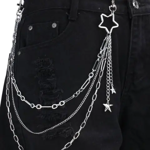 Punk Style Star Charm Pants Chain, Chains for Pants, Fashion Multi-layer Chain Decor Pants Belt for Men & Women, Trendy All-match & Exquisite Clothes Accessories for Birthday Gift
