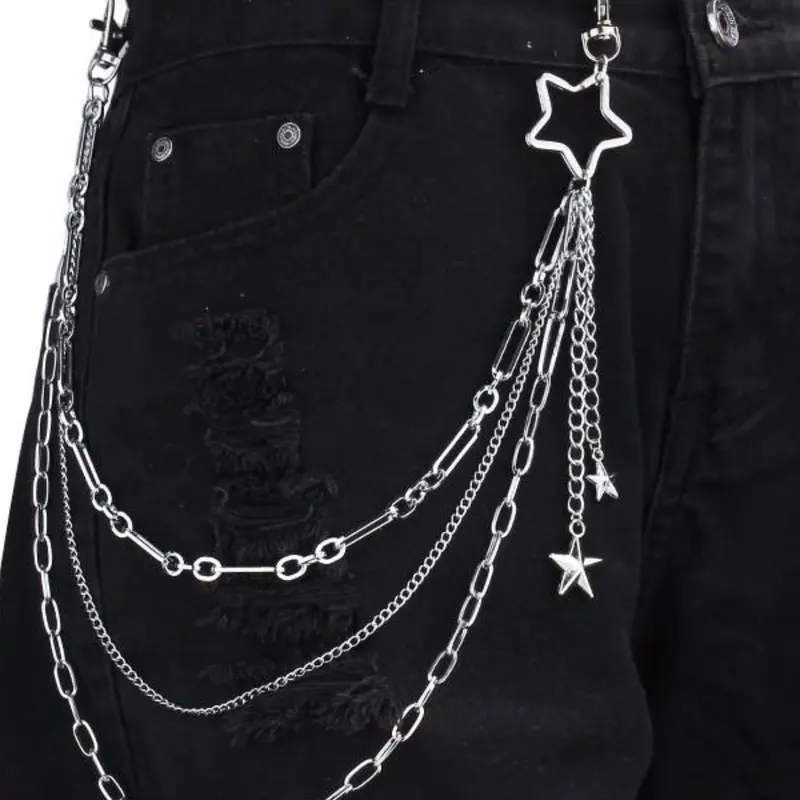 Punk Style Star Charm Pants Chain, Chains for Pants, Fashion Multi-layer Chain Decor Pants Belt for Men & Women, Trendy All-match & Exquisite Clothes Accessories for Birthday Gift