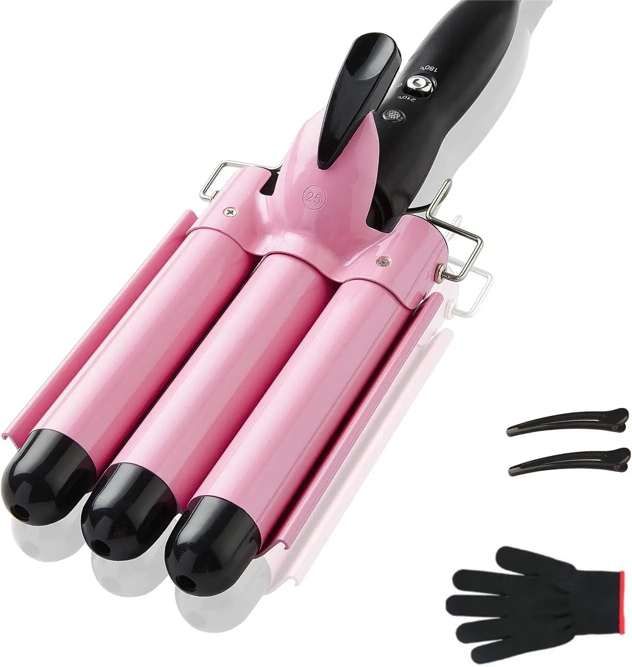 TOP4EVER 3 Barrel Curling Iron, 1-Inch Hair Crimper Tool for Women | Hair waver and hair crimper for women, designed to create beach waves, with two temperature settings for fine or thick hair.