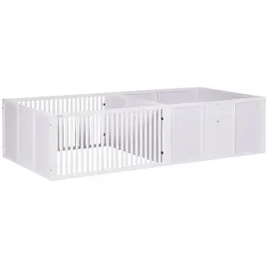 PawHut Whelping Box for Dogs Built for Mother's Comfort, Dog Whelping Pen with Removable Doors, Puppy Playpen for Indoors, Newborn Puppy Supplies & Essentials, 81" x 39" x 20", White