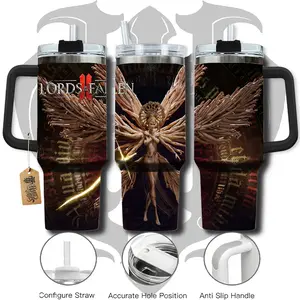 HardTimesMerch - Lords of the Fallen II #3 40oz Handle Tumbler Stainless Steel Travel Mug, Game Inspired Vacuum Insulated Cup, Large Iced Coffee Tumbler, Manga Fighter Drinkware, Gamer Gift for Him Her