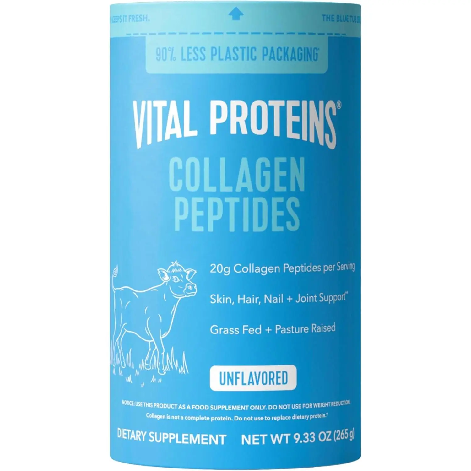 Vital Proteins Collagen Peptides Powder, Unflavored, 9.33oz | Grass-Fed Collagen Peptides, Supports Hair Skin & Nails, Bones & Joints, 13 Servings