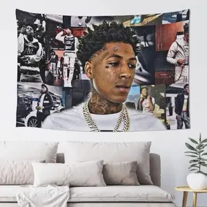 "YoungBoy Never Broke Again Collage" Hip-Hop Tapestry 3x5 FT - Polyester American Rap / Fan Style Wall Hanging for Bedroom & Music Space Decor, NBA YoungBoy Banner
