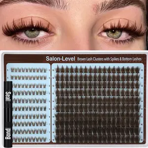 280 Piece False Eyelash Set, DIY Lash Kit, Natural Long D Curl Lashes, Fluffy Lashes 160D, Mixed Lengths 10-16mm & 5-6mm, DIY Home Use