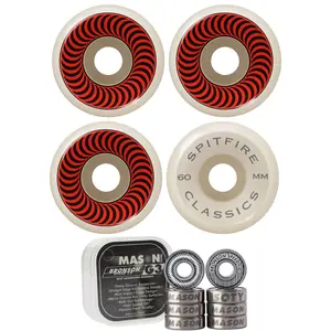 Spitfire Skateboard Wheels 60mm Classics with Bronson Pro G3 Bearings