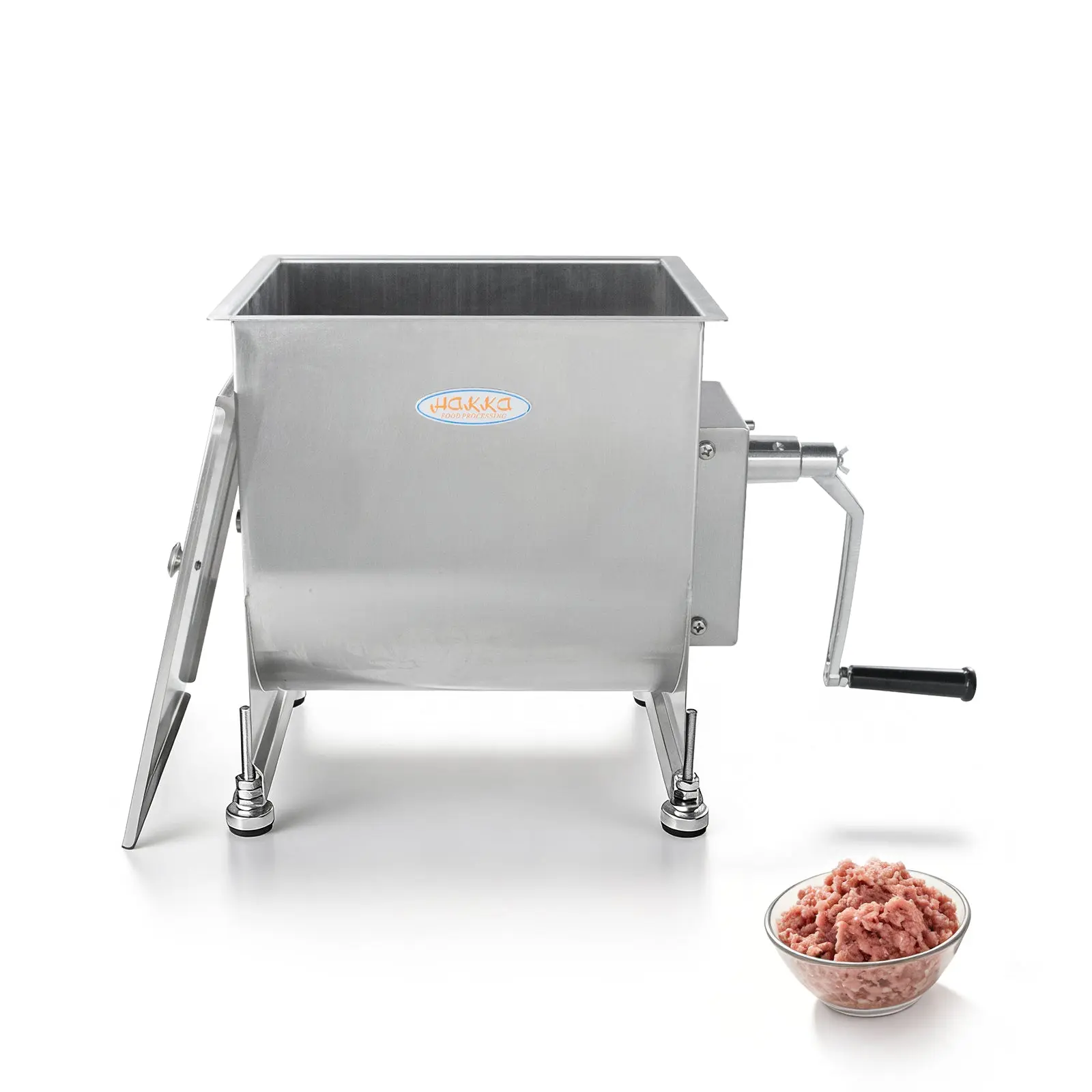 HAKKA FOOD PROCESSING Manual vs Automatic 45L/90 lbs Metal Meat Mixer - TC22-Body, Smooth-Operating Gear System, Stainless Steel, Removable Blades, Complete Interior Access, High-Capacity Commercial Solution for Butcher Shops, Complete Access To Interior