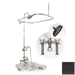 54 Inch Clawfoot Tub Rim Oil Rubbed Bronze Mount Shower Enclosure with Faucet and Rain Shower Head