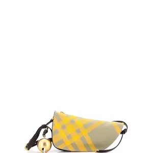 Pre-owned BURBERRY Canvas Coated Shoulder Bags Shield Sling Shoulder Bag Check Canvas and Leather Mini by Rebag