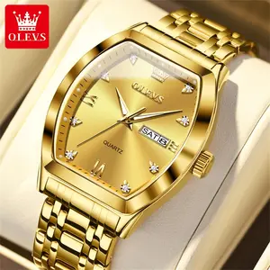 OLEVS Mens Watches Luxury Business Diamond Analog Quartz Watches for Men with Date Two Tone Stainless Steel Waterproof Luminous Dress Wrist Watches