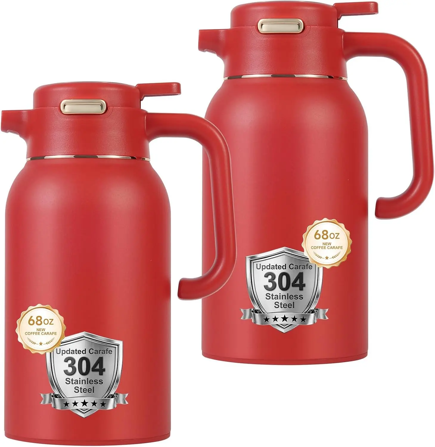 68 Oz Thermal Coffee Carafe Stainless Steel Insulated Vacuum Coffee Carafes For Keeping Hot Liquid Thermal Pot Creamer Pitcher Dispenser Red
