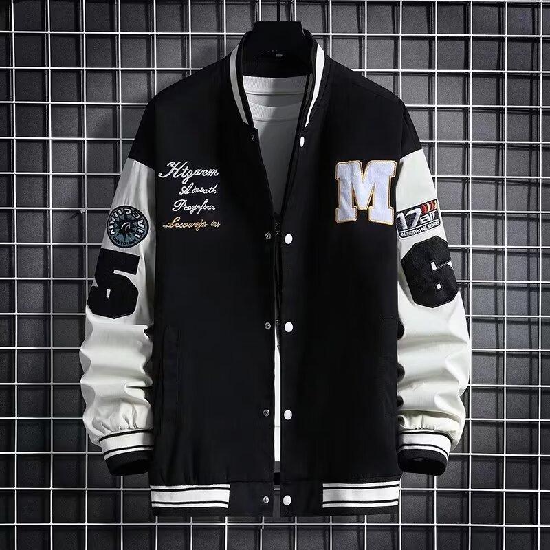 Men's Baseball Jacket Fashion Casual Letter Number Print Button-down Tops Streetwear Clothing
