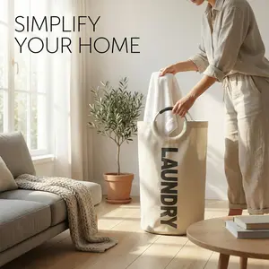 115L Large Laundry Basket with Handles, Foldable Laundry Hamper, Freestanding Dirty Clothes Storage Bag for Bedroom Bathroom Capacity