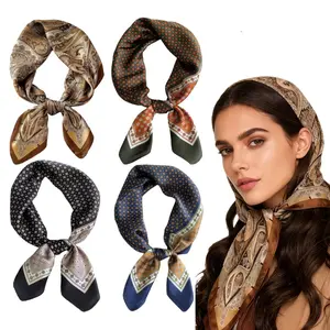 4Pcs Retro Paisley Square Bandanas, Silk Feeling Multifunctional Neck Scarf for Men & Women, Breathable Washable Neckerchief, Can be Used as Head Wrap, Hair Band, Face Cover & Bag Decor, Ideal for Daily Wear, Cycling, Parties & Holiday Gifts