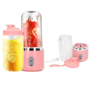 Portable Blender Personal USB Rechargeable Mini Blender for Shakes Smoothies 400ML Fruit Veggie Juicer Cup with 6 Blades Travel Lid Handheld for Travel Gym Kitchen