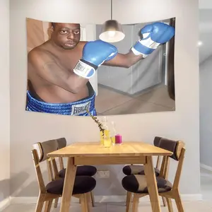 Boxing Themed Pattern Backdrop, 3'x5' Boxing Themed Backdrop, Party Decoration Supplies, Event Decor for Home, Garden, Room, Dorm, Man Cave, Banners