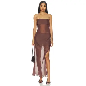 EAVES Athina Maxi Dress in Chocolate Brown