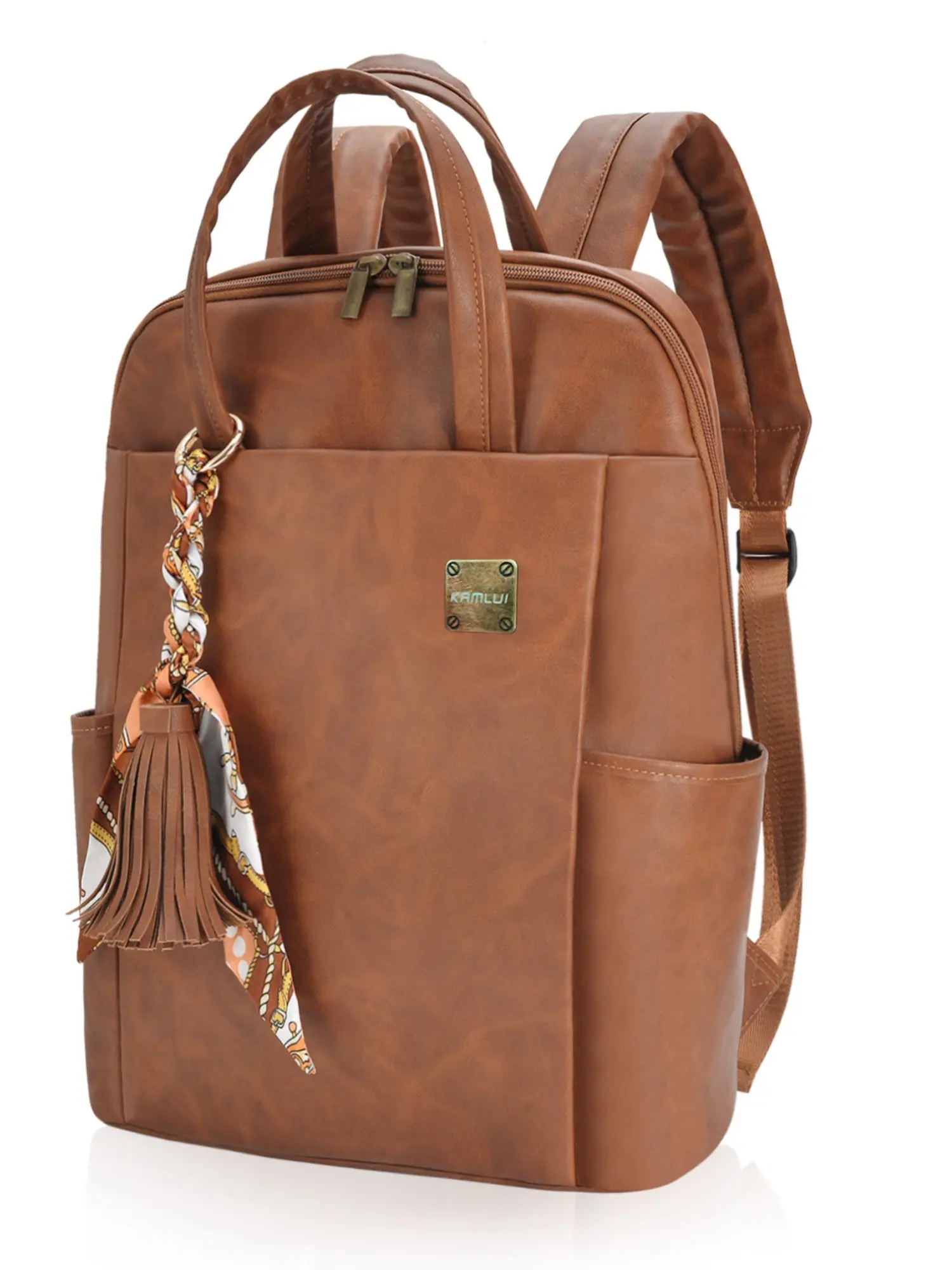 Women's 15.6-Inch PU Leather Backpack, Lightweight Business Travel Bag, Casual Solid Pattern, All Seasons, Ideal for Laptops, Daily Work Backpack, Classic Backpack, Backpacks Women