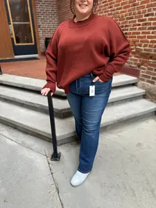 Amanda High Waisted Hidden Button Fly Jeans in Plus