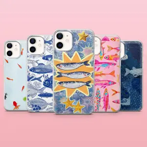 Fish Phone Case Aquatic Marine Life Cover for iPhone 17Pro, 16, 15, 14, 13, 12, Samsung S25, S24, S23Fe, S22